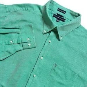 VTG TOMMY HILFIGER Green Long Sleeve Dress Shirt XLarge